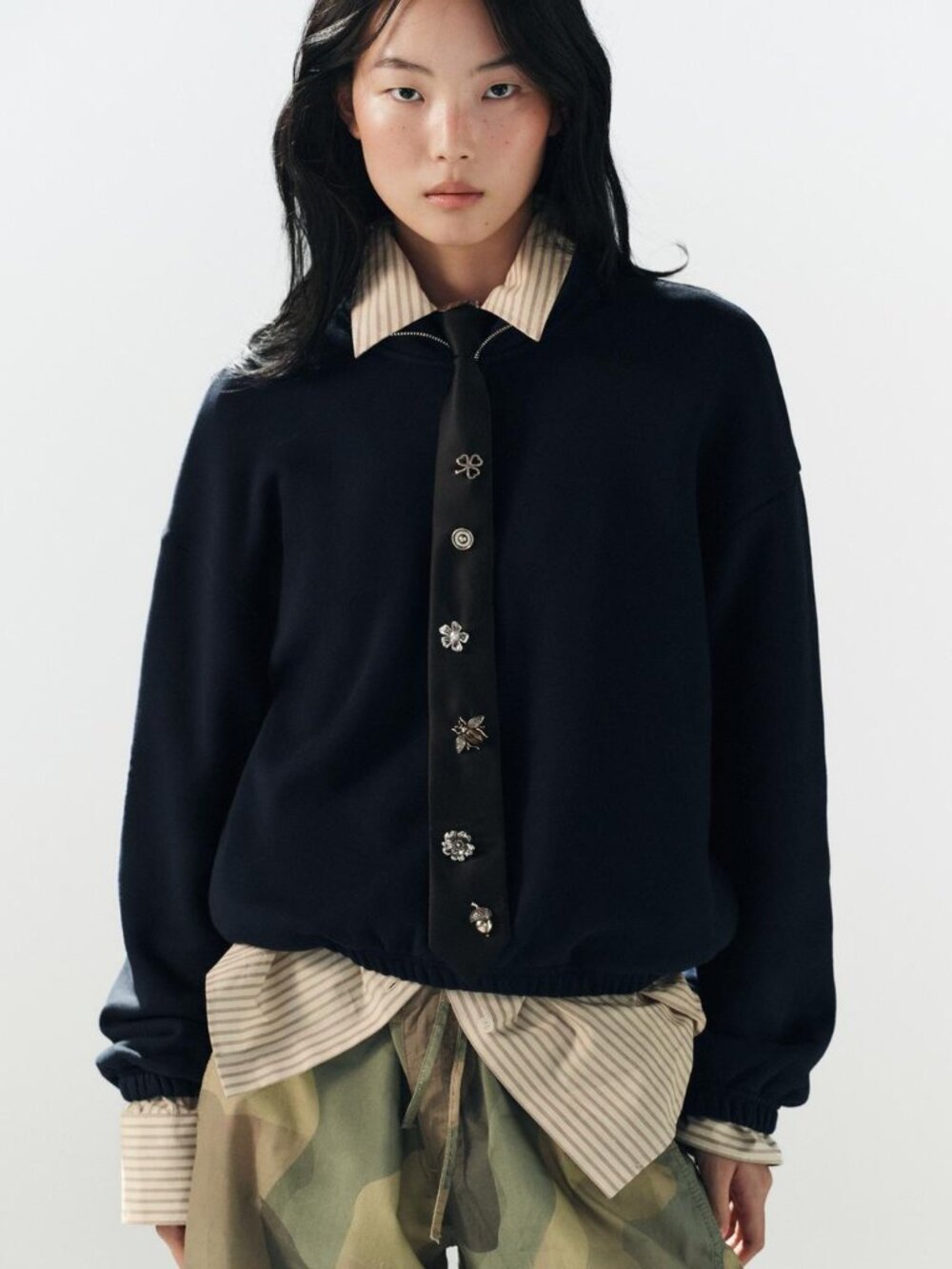 ZARA SNAP-BUTTON WOVEN TIE